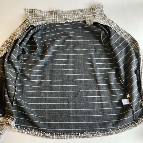 Emily Daniels Black White 44% Cotton 42% Polyester Zipper Closure Jacket size M - Picture 10 of 13